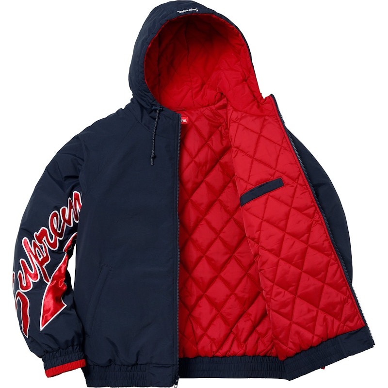 Supreme Sleeve Script Sideline Jacket Navy
