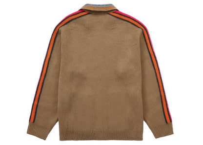 Supreme Sleeve Stripe Zip Up Sweater Dusty Brown