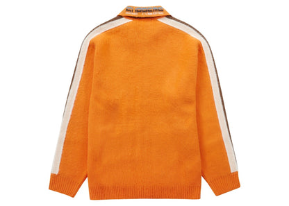 Supreme Sleeve Stripe Zip Up Sweater Orange
