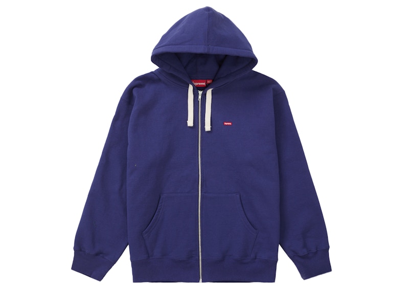 Supreme Small Box Drawcord Zip Up Hooded Sweatshirt Washed Navy