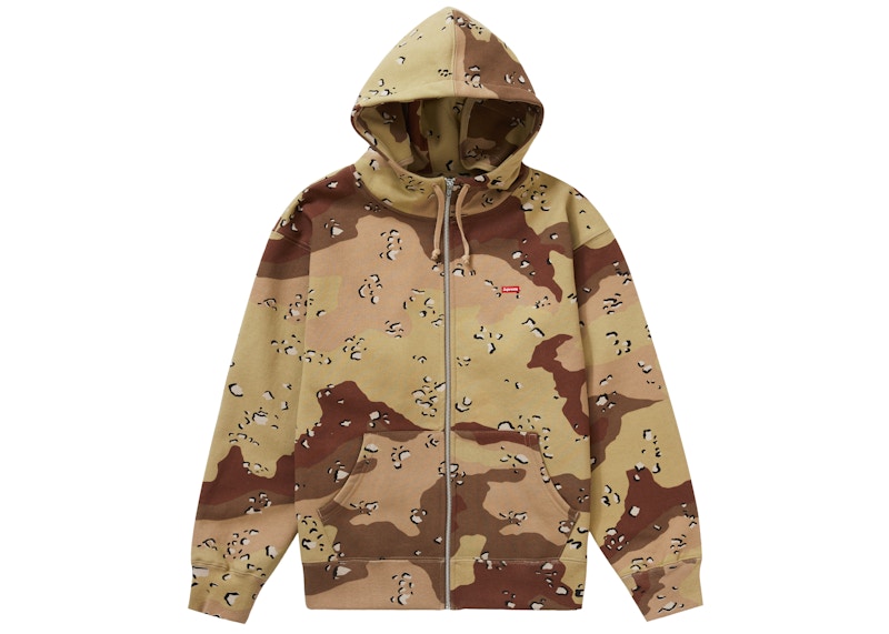 Supreme Small Box Facemask Zip Up Hooded Sweatshirt Chocolate Chip Camo