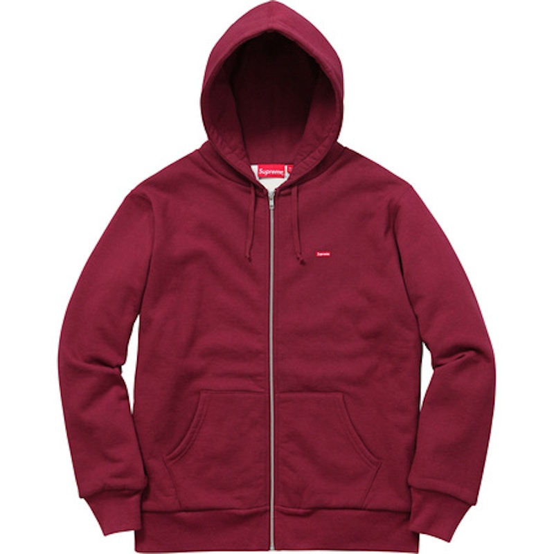 Supreme Small Box Thermal Zip Up Hoodie Burgundy