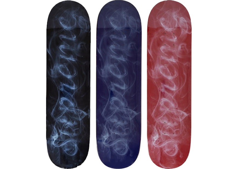 Supreme Smoke Skateboard Deck Black/Navy/Red Set