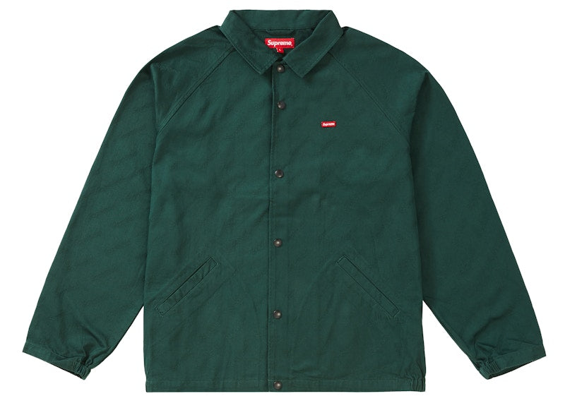 Supreme Snap Front Jacquard Logos Twill Jacket Forest Green