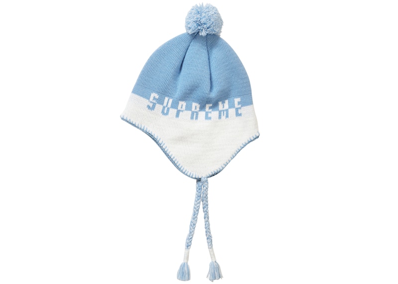 Supreme Split Logo Earflap Beanie White