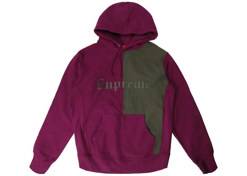 Supreme Split Old English Hooded Sweatshirt Plum