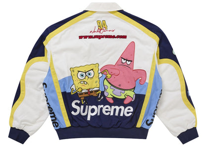 Supreme SpongeBob SquarePants Jeff Hamilton Racing Jacket White