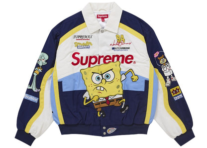 Supreme SpongeBob SquarePants Jeff Hamilton Racing Jacket White