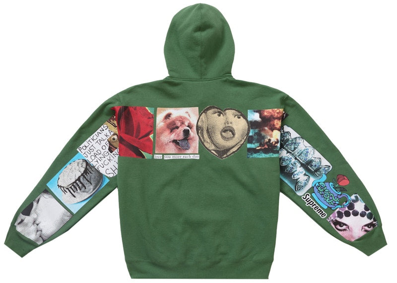 Supreme Spread Zip Up Hooded Sweatshirt Dark Olive