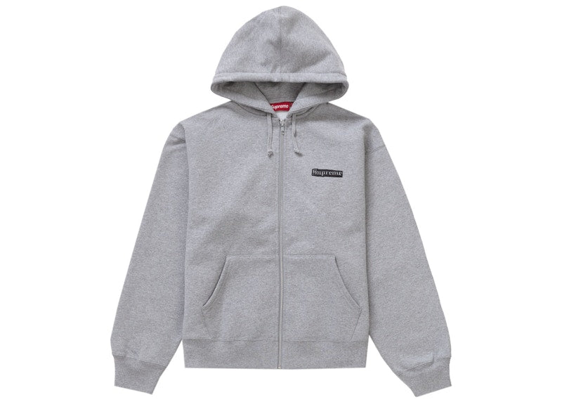 Supreme Spread Zip Up Hooded Sweatshirt Heather Grey