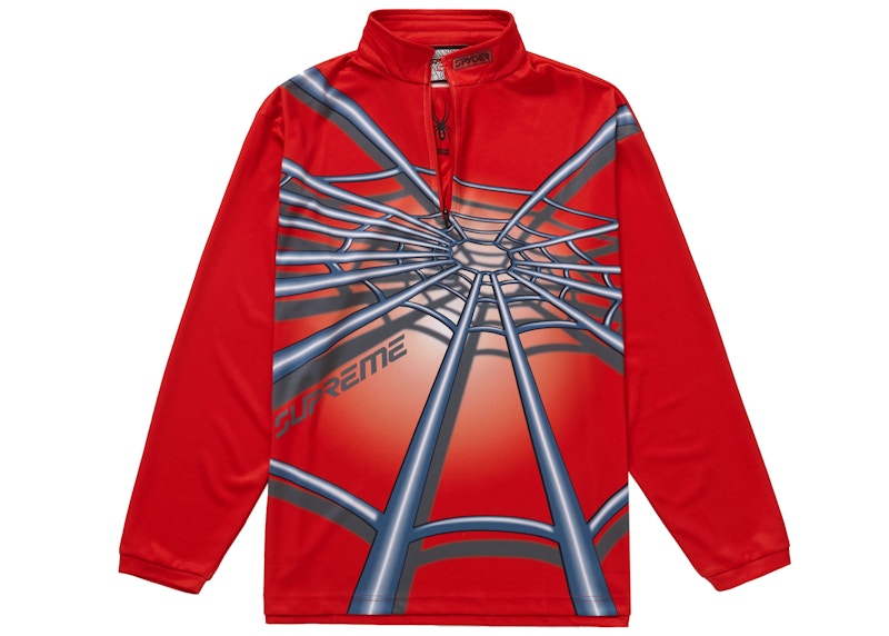 Supreme Spyder Web Half Zip Pullover Red