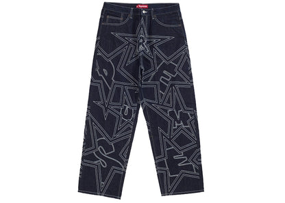 Supreme Stars Topstitch Baggy Jean Indigo
