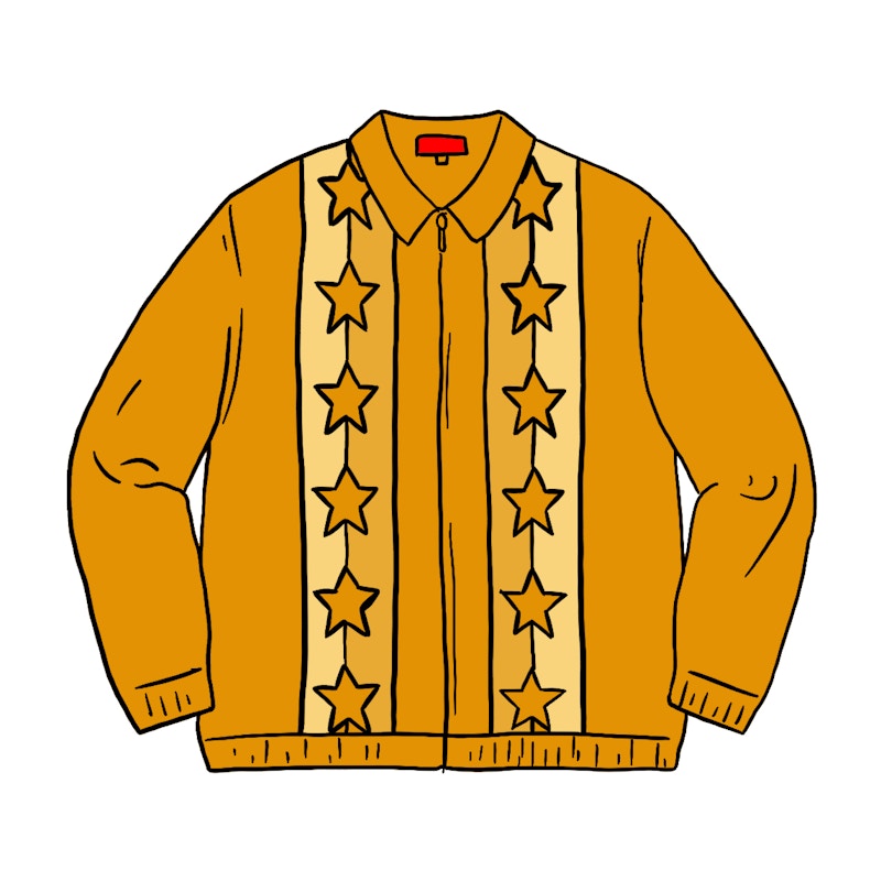 Supreme Stars Zip Up Sweater Polo Gold