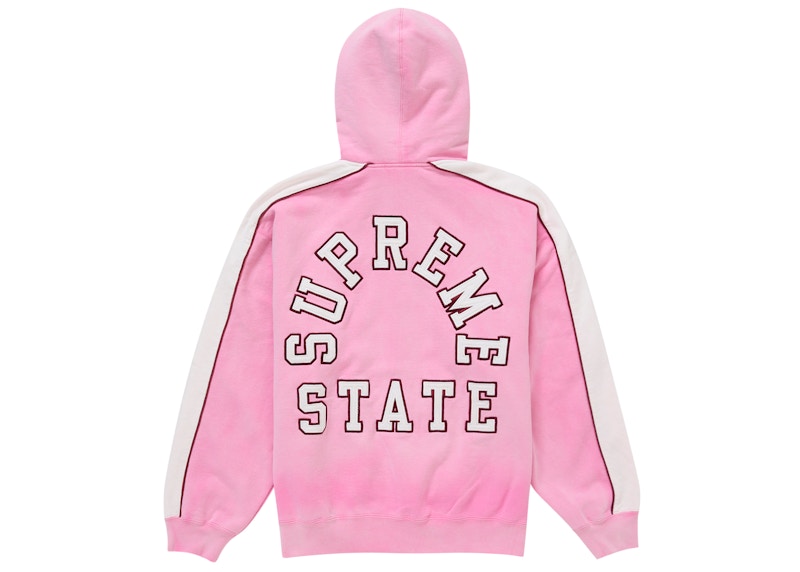 Supreme State Zip Up Hooded Sweatshirt Pink