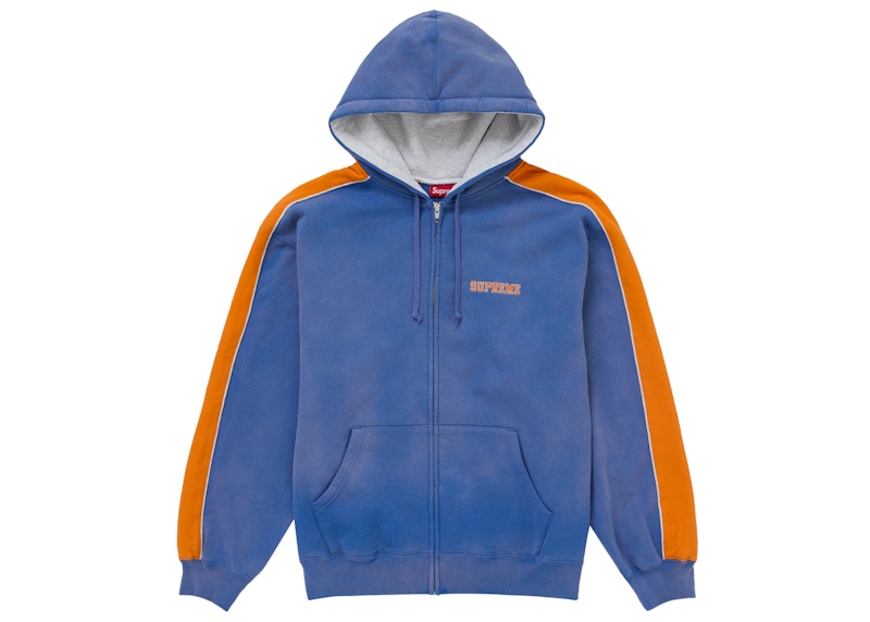 Supreme State Zip Up Hooded Sweatshirt Washed Royal