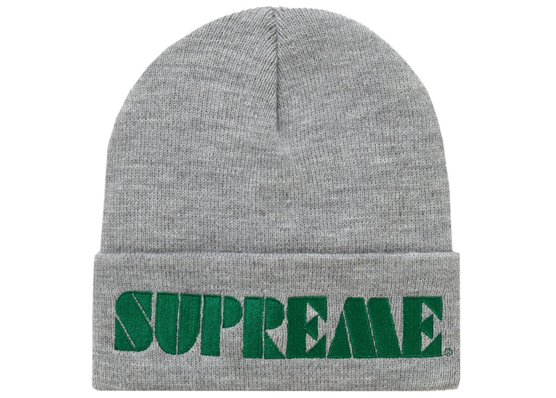 Supreme Stencil Beanie Heather Grey