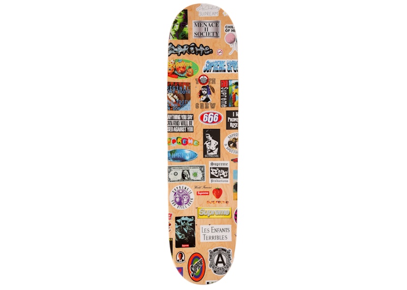 Supreme Stickers Skateboard Deck Tan