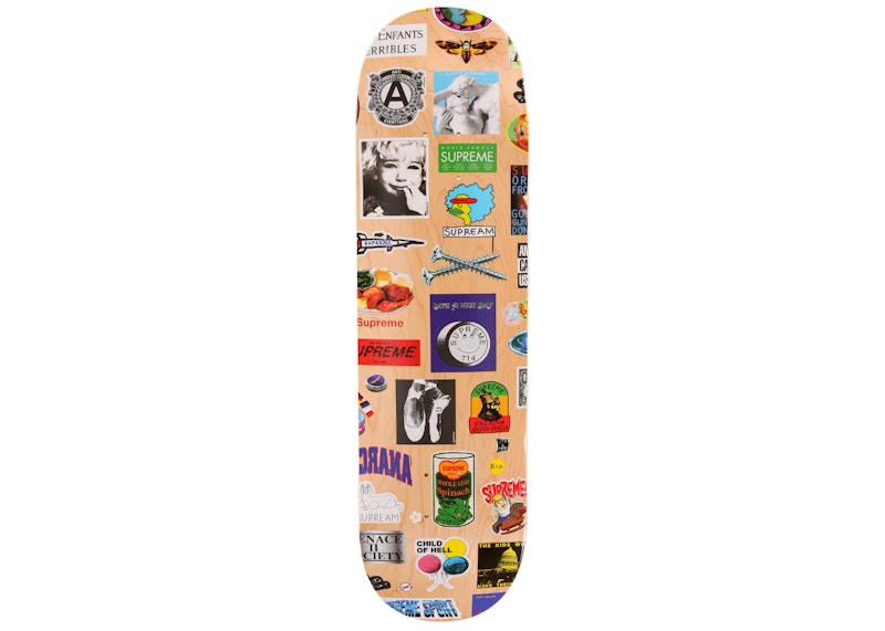 Supreme Stickers Skateboard Deck Tan