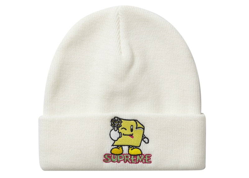 Supreme Sticky Note Beanie White