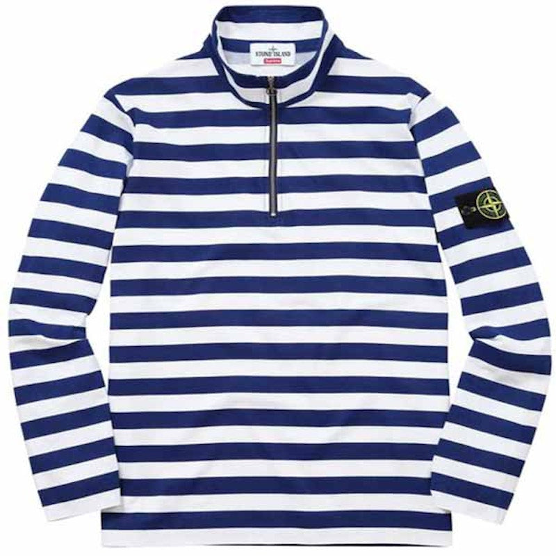 Supreme Stone Island Quarter Zip Long Sleeve Top White