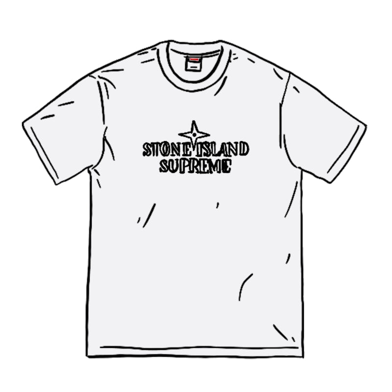 Supreme Stone Island Embroidered Logo S/S Top White
