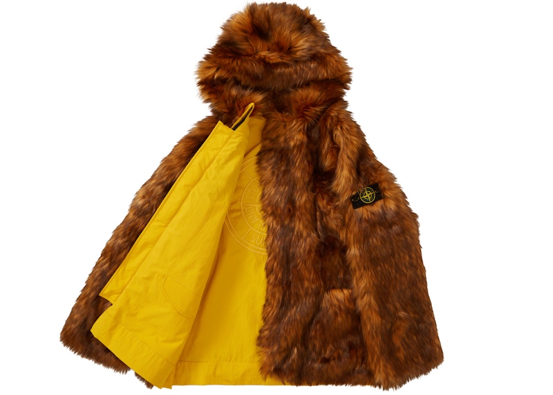 Supreme Stone Island Formula Steel Reversible Faux Fur Parka Yellow