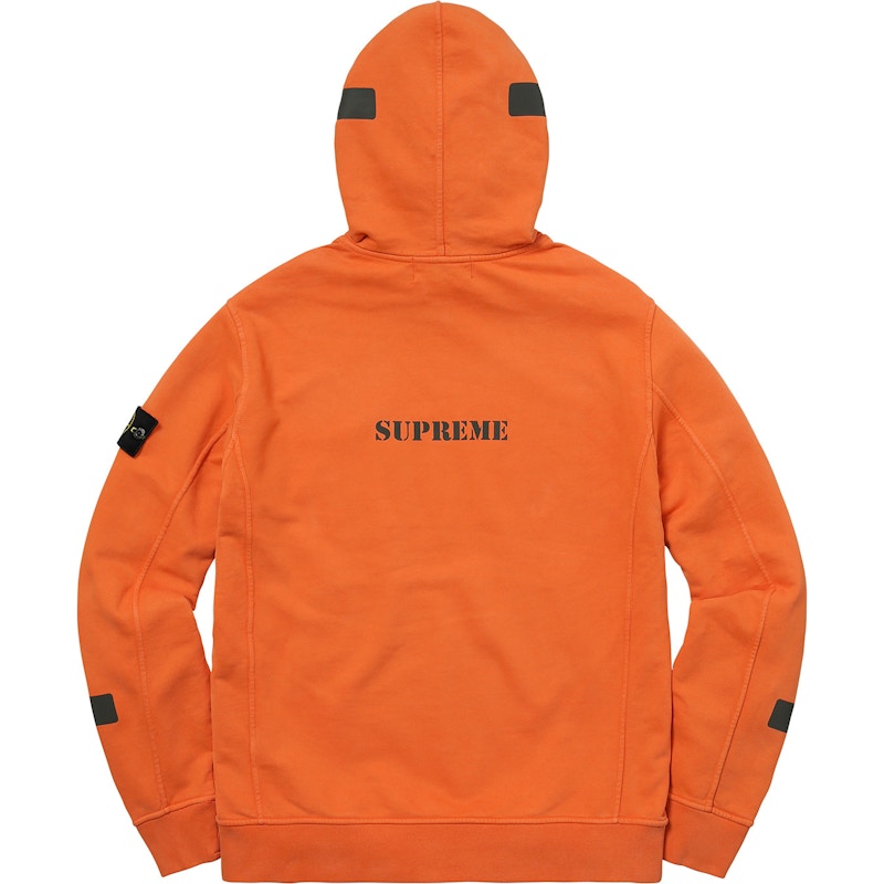 Supreme Stone Island Hooded Sweatshirt Orange