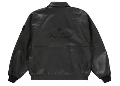 Supreme Stone Island Leather Bomber Jacket Black