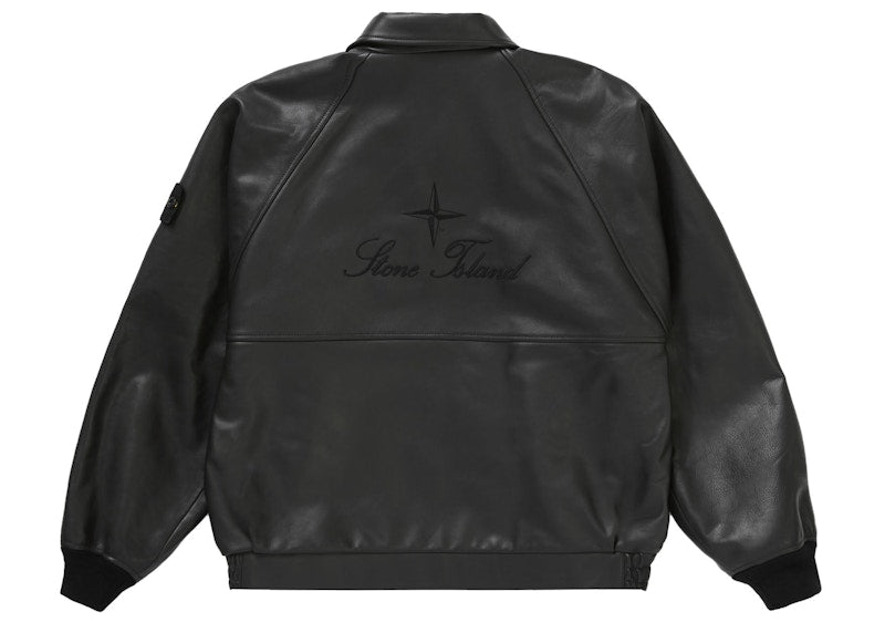 Supreme Stone Island Leather Bomber Jacket Black