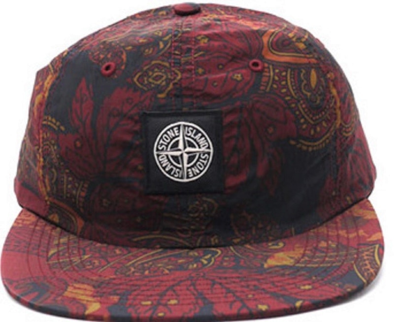 Supreme Stone Island Metal Camp Cap Burgundy