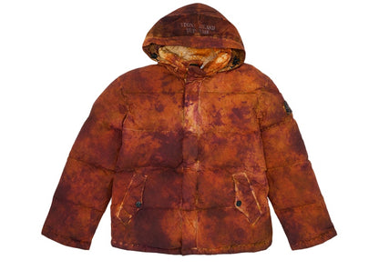 Supreme Stone Island Painted Camo Crinkle Down Jacket Coral
