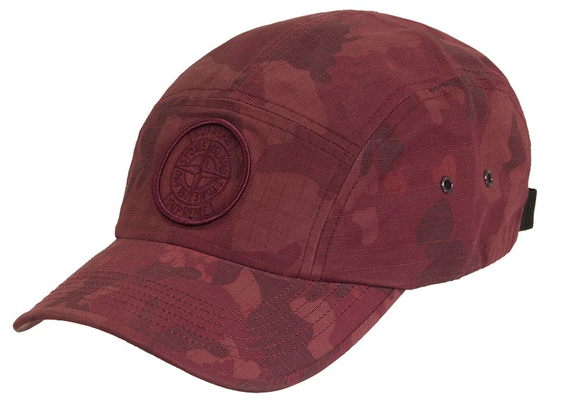 Supreme Stone Island Reactive Ice Camo Ripstop Camp Cap Red