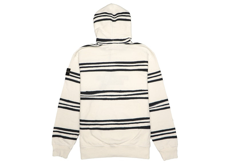Supreme Stone Island Warp Stripe Hooded Sweatshirt White
