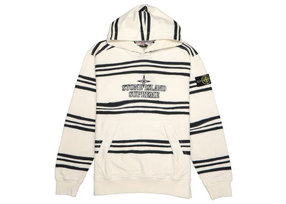 Supreme Stone Island Warp Stripe Hooded Sweatshirt White