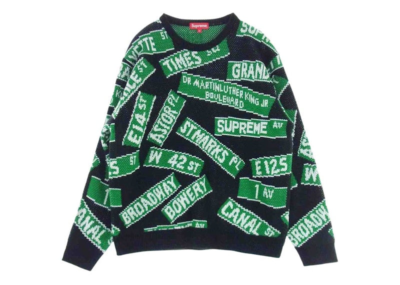 Supreme Street Signs Sweater Black