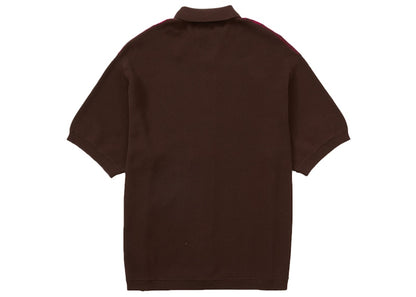 Supreme Stripe Button Up Polo Brown