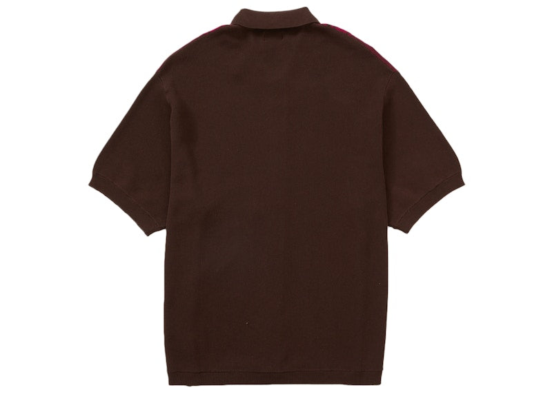 Supreme Stripe Button Up Polo Brown