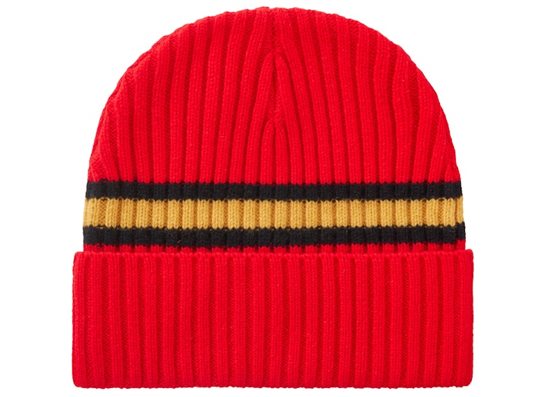 Supreme Stripe Cashmere Beanie Red