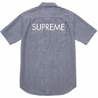 Supreme Stripe Denim SS Shirt Blue