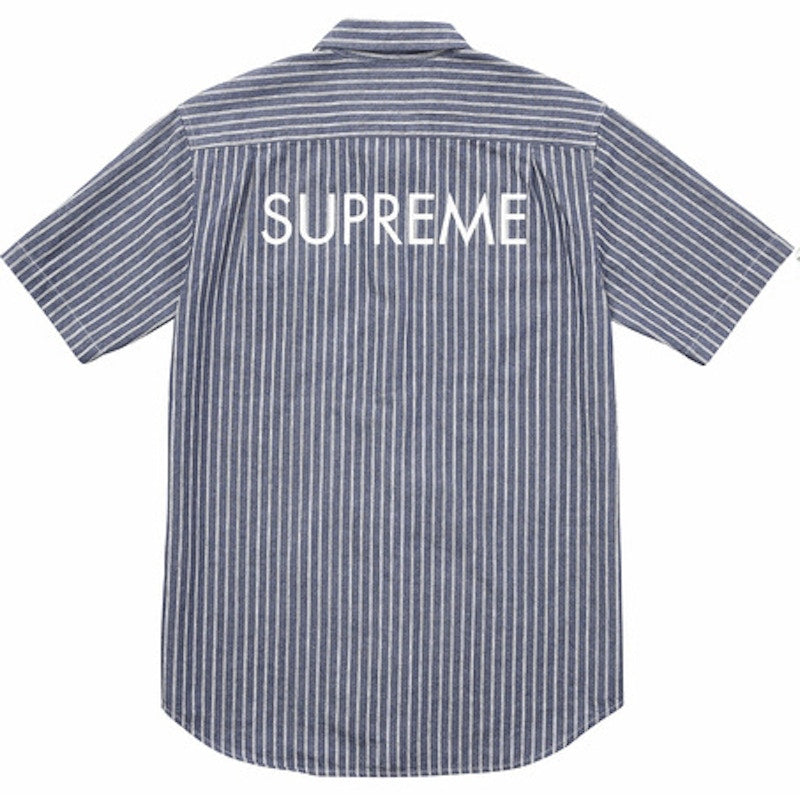 Supreme Stripe Denim SS Shirt Blue