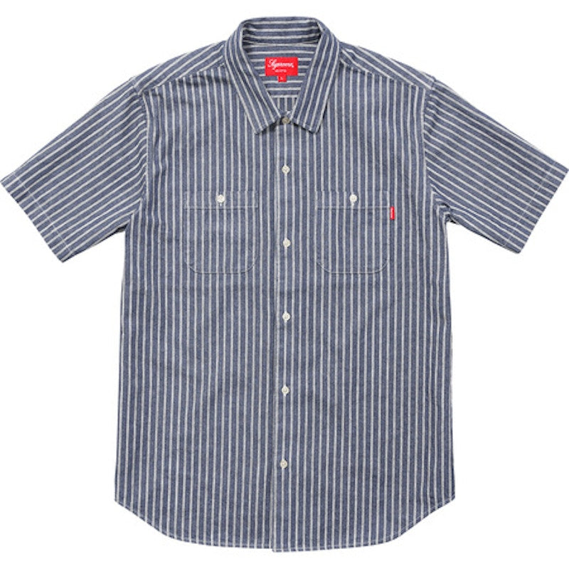 Supreme Stripe Denim SS Shirt Blue