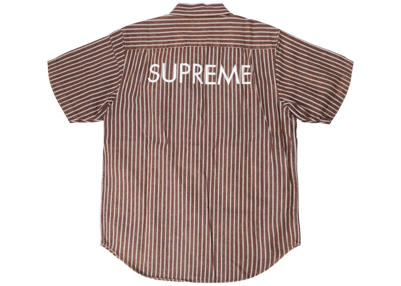 Supreme Stripe Denim SS Shirt Brown
