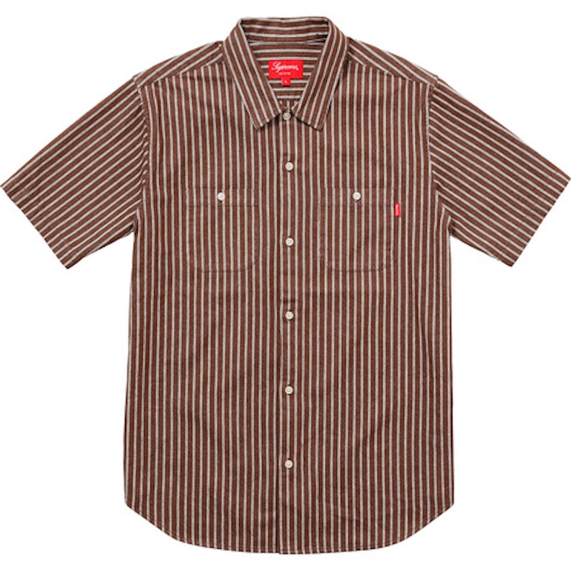 Supreme Stripe Denim SS Shirt Brown