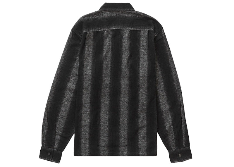 Supreme Stripe Flannel Zip Up Shirt Black