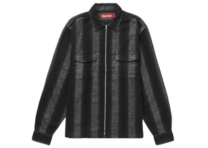 Supreme Stripe Flannel Zip Up Shirt Black