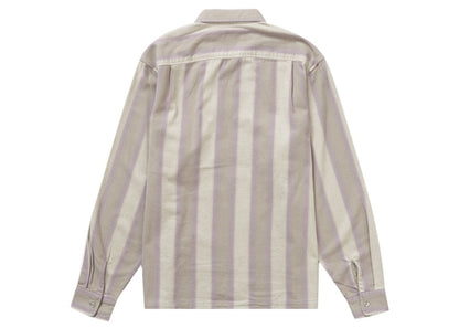 Supreme Stripe Flannel Zip Up Shirt Grey