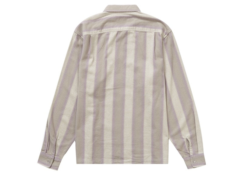 Supreme Stripe Flannel Zip Up Shirt Grey