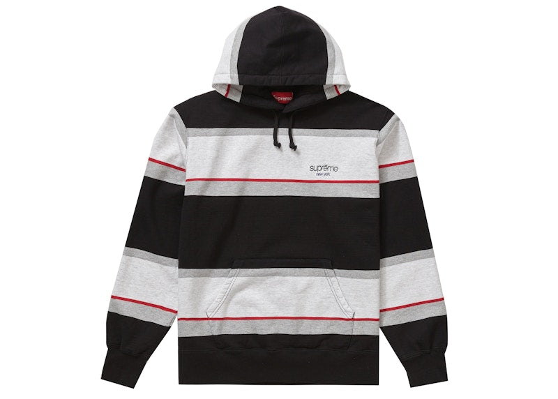 Supreme Stripe Hooded Sweatshirt Black