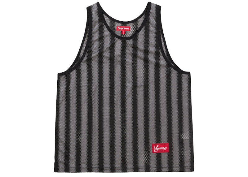 Supreme Stripe Mesh Tank Top Black