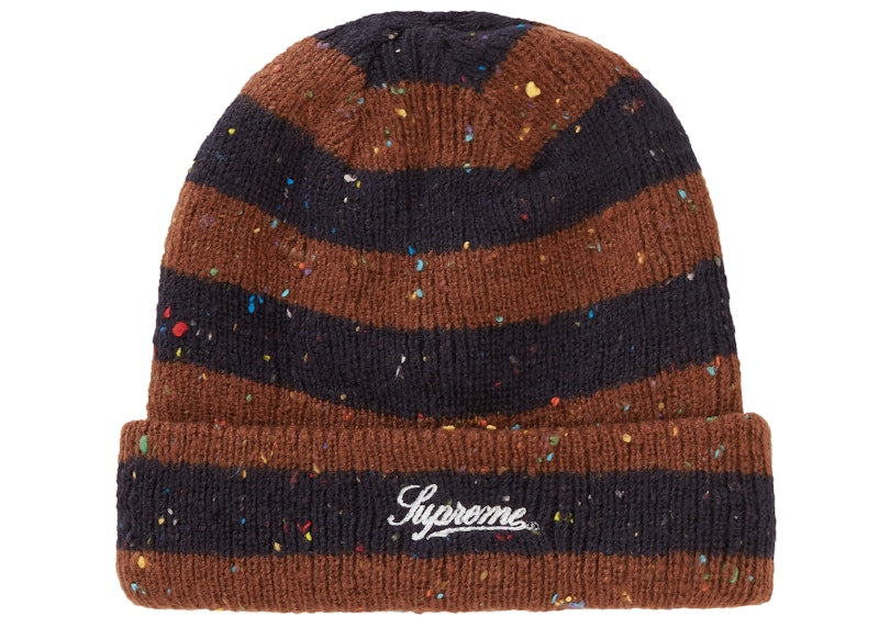 Supreme Stripe Speckle Beanie Navy